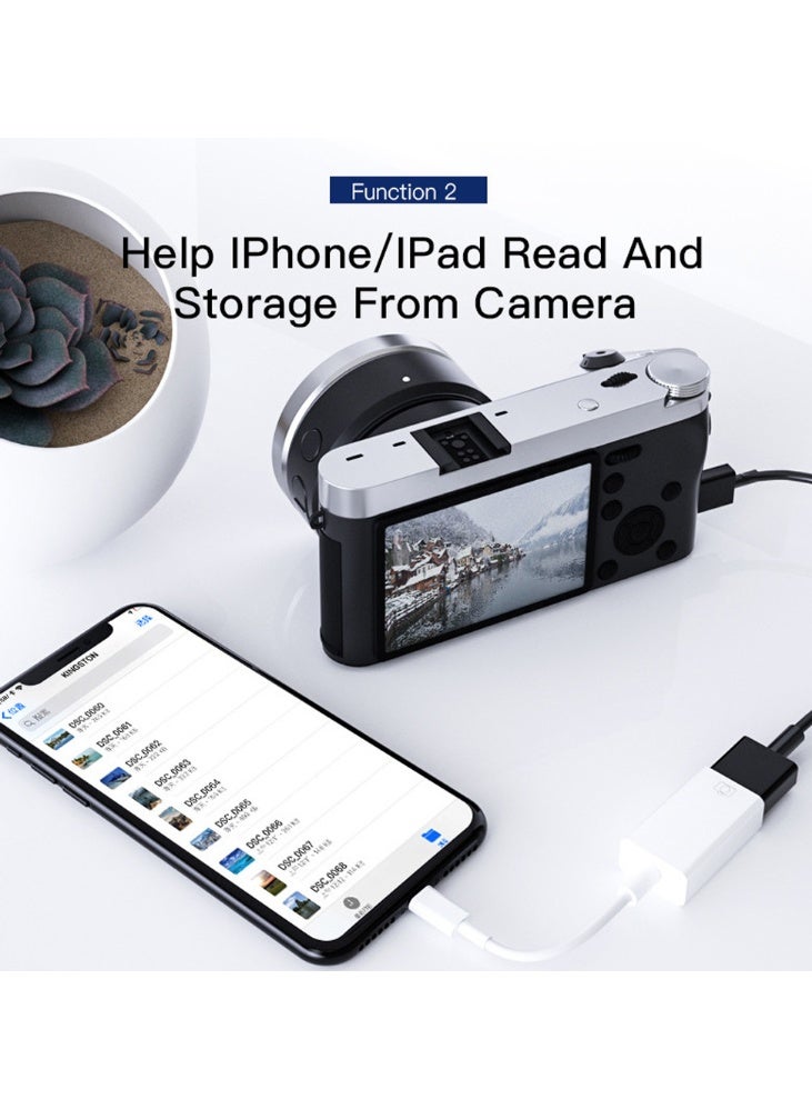 يسيدو محول Yesido GS10 من Lightning إلى USB OTG لنقل البيانات (USB 2.0) - محول بمنفذ USB-A أنثى وموصل Lightning ذكر لأجهزة iPhone وiPad، يدعم محركات أقراص USB المحمولة (Flash Drive) والماوس ولوحة المفاتيح والكاميرا. - Image 4