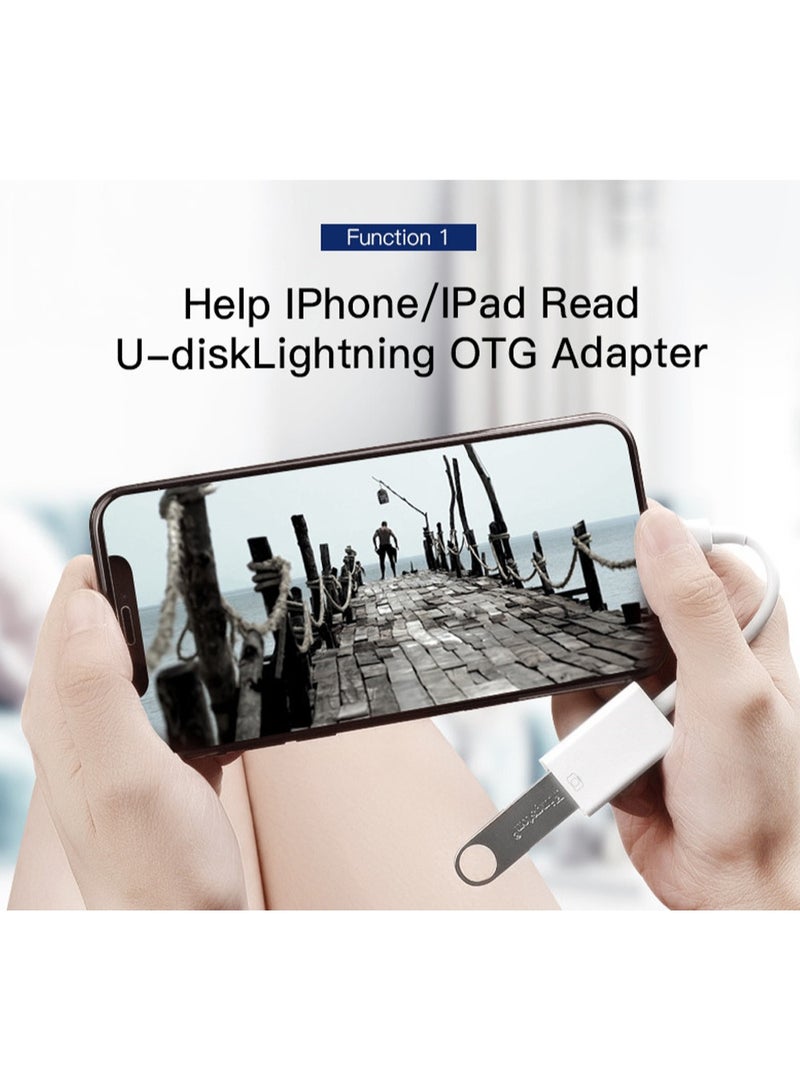 يسيدو محول Yesido GS10 من Lightning إلى USB OTG لنقل البيانات (USB 2.0) - محول بمنفذ USB-A أنثى وموصل Lightning ذكر لأجهزة iPhone وiPad، يدعم محركات أقراص USB المحمولة (Flash Drive) والماوس ولوحة المفاتيح والكاميرا. - Image 3
