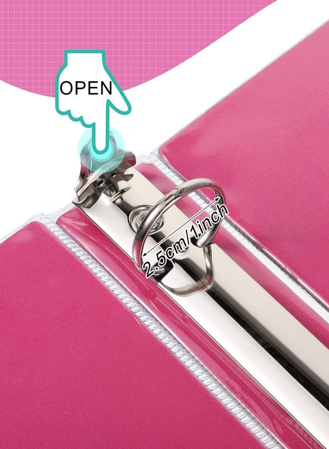 Zhehao 4 Pieces 3 Ring Binder Glitter 1 Inch Round Ring Binder Organizer Cute Office Accessories for Office, 11.61 x 10.24 x 1.38 Inches, Gold, Rose Pink, Rose Gold, Light Blue - Image 3