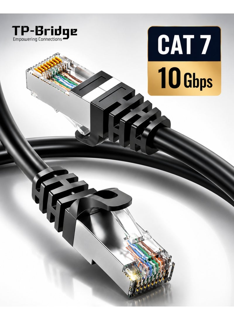 TP-BRIDGE Cat 7 Ethernet Cable 10Gbps Low Latency RJ45 LAN Cable for PS5 Xbox Router PC & Smart TV-50CM Black - Image 1
