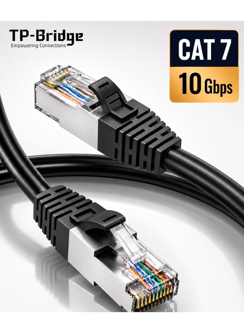 TP-BRIDGE 10Gbps Cat 7 Ethernet Cable for PC and Gaming Consoles - 50CM Black - Image 1