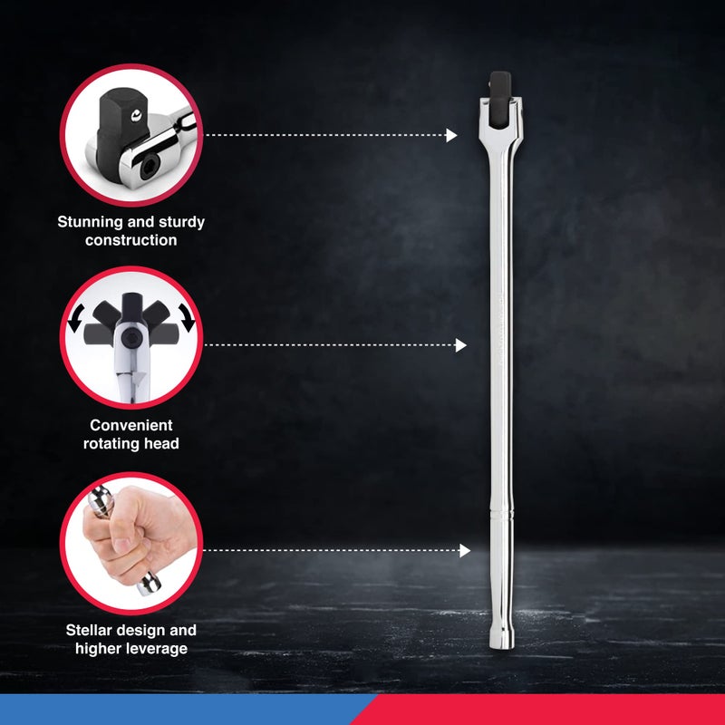 NEIKO 00206A 1/2" Breaker Bar, 1/2-Inch Drive 24-Inch Breaker Bar, Flex Head Chrome-Moly Cr-Mo, Lug Nut Wrench, Tire Bar, Cheater Bar - Image 4