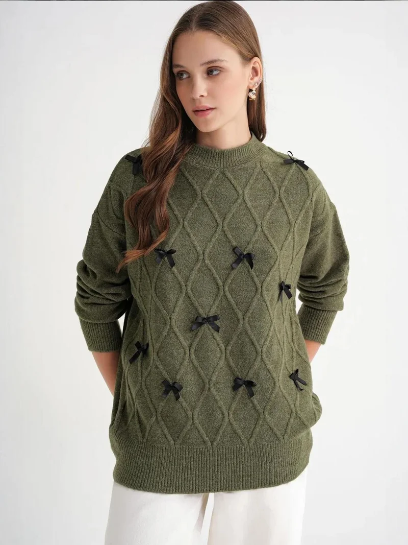 ميكسراي كنزة صوفية واسعة بتفاصيل فيونكة من ميكسراي