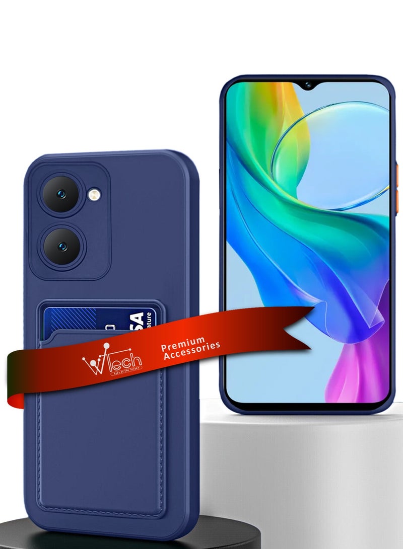 دبليو تيك غطاء حماية من السيليكون TPU مع حامل البطاقة لهاتف Vivo Y18 4G 2024 أزرق داكن - Image 1