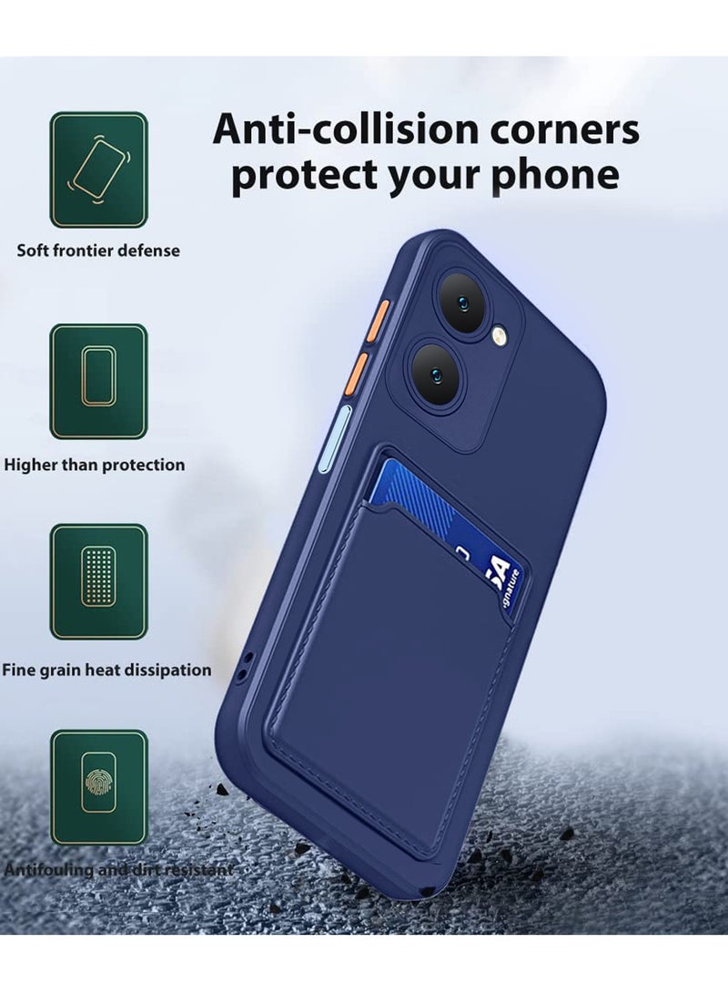 دبليو تيك غطاء حماية من السيليكون TPU مع حامل البطاقة لهاتف Vivo Y18 4G 2024 أزرق داكن - Image 2