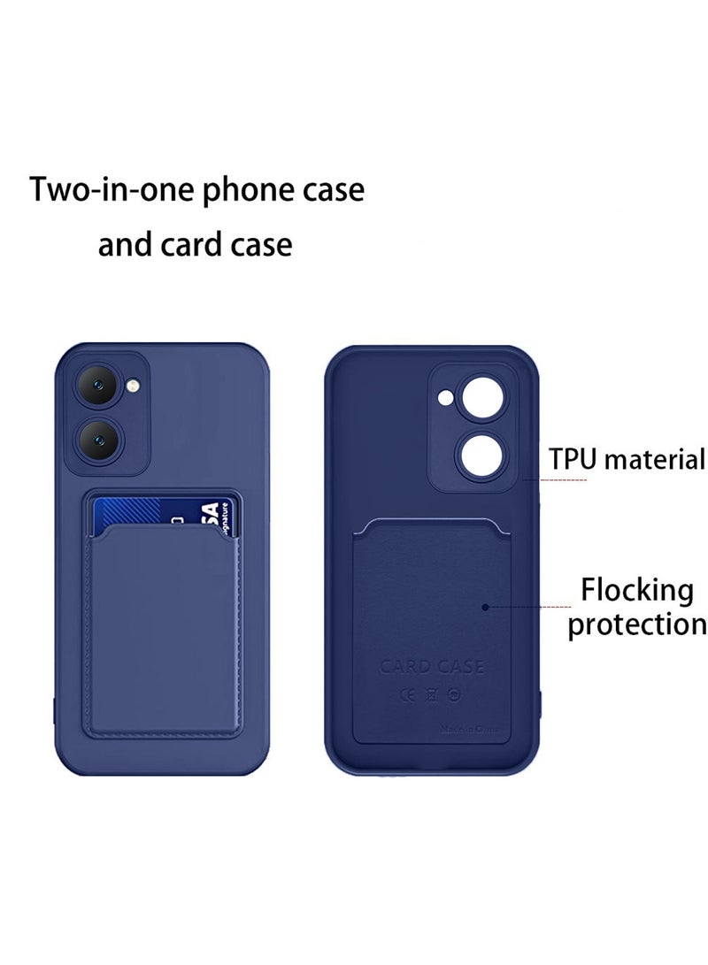 دبليو تيك غطاء حماية من السيليكون TPU مع حامل البطاقة لهاتف Vivo Y18 4G 2024 أزرق داكن - Image 4