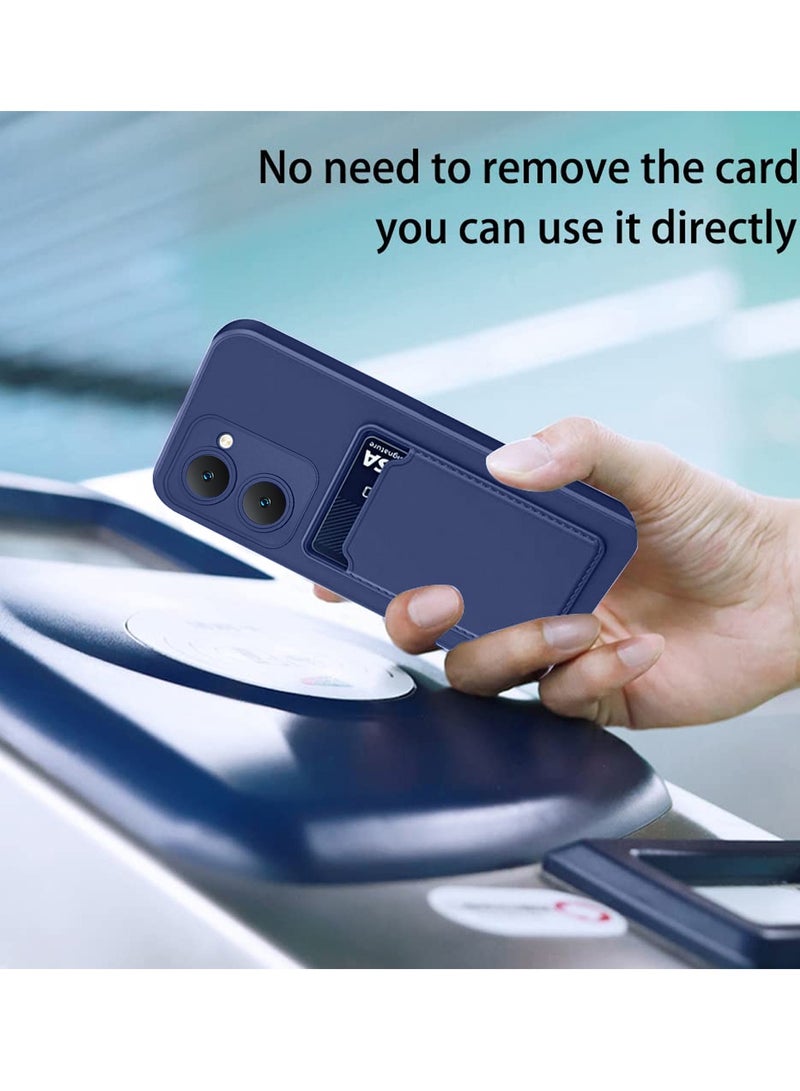 دبليو تيك غطاء حماية من السيليكون TPU مع حامل البطاقة لهاتف Vivo Y18 4G 2024 أزرق داكن - Image 3