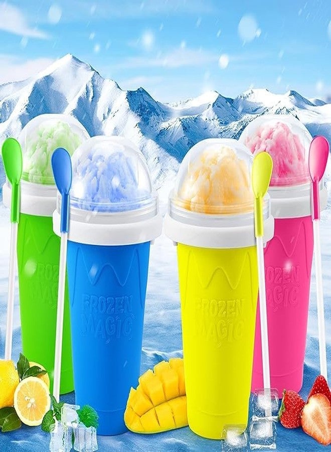 Roxbury Slushie Maker Cup Magic Quick Frozen Smoothies Cup Double Layer Silica Cup Squeeze Cup DIY Slushy Maker With Lid & Straw Shake Ice Cream Maker For Children And Family (Multicolor) - Image 2