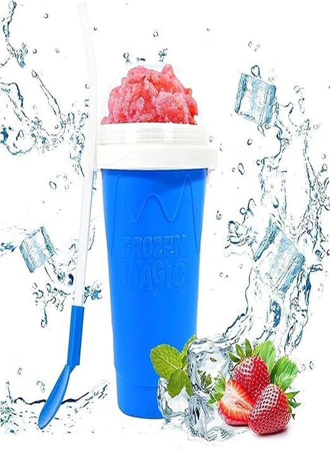 Roxbury Slushie Maker Cup Magic Quick Frozen Smoothies Cup Double Layer Silica Cup Squeeze Cup DIY Slushy Maker With Lid & Straw Shake Ice Cream Maker For Children And Family (Multicolor) - Image 1