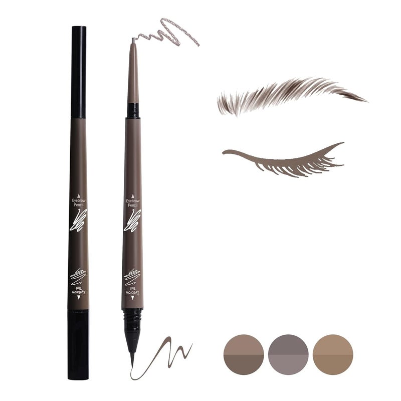 Music Flower 2 in 1 Eyebrow Pencil,Waterproof & Long Lasting Liquid Eyebrow Pen,Dual Ended Pencil Fills and Defines Brow Tint with the Precision & Definition of Microblading,Chestnut