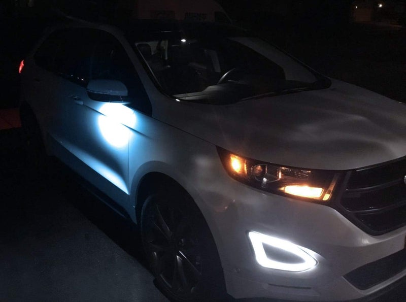 iJDMTOY Ice Blue LED Under Side Mirror Puddle Lights Compatible with Ford F150 Raptor Edge Explorer Flex, Lincoln Navigator Mark LT MKX etc. (Powered by 18 pcs Aqua SMD LED Lights) - Image 3