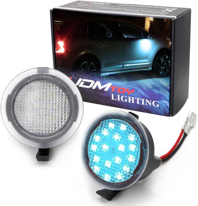 iJDMTOY Ice Blue LED Under Side Mirror Puddle Lights Compatible with Ford F150 Raptor Edge Explorer Flex, Lincoln Navigator Mark LT MKX etc. (Powered by 18 pcs Aqua SMD LED Lights) - Image 1