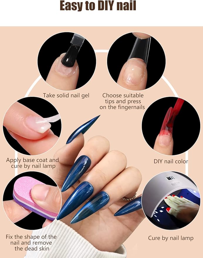 Deciniee Acrylic Nail Tips for Gel Extensions Nail Glue for Acrylic Tips Extra Strong 480PCS XXL Extra Long C Curve Nail Tips Natural and Clear Square Fake Nails Extension Kit for DIY Nail Art - Image 5