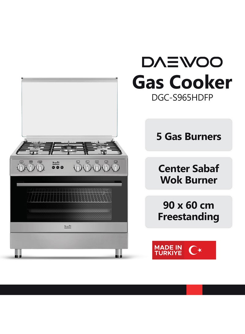 DAEWOO Gas Cooker 90x60cm, 90L Oven With 2 Convection Fan, Cast iron grid, Full safety, Dual oven glass, Made in Turkiye - Image 2