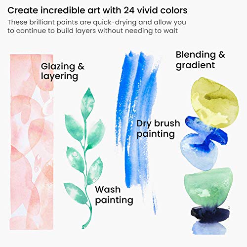 ARTEZA Watercolor Paint Set, 24 Colors in 12 ml/0.4 US fl oz Watercolor Tubes, Non-Toxic Water Color Paint for Adults - Image 4