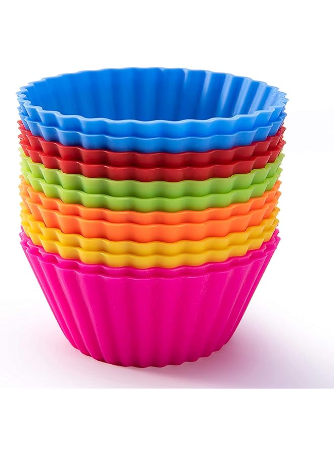 Silicone Baking Cups,Reusable and Non-stick Silicone Cupcake Liners Mold in storage Container in 6 Rainbow Colors(6 Packs)