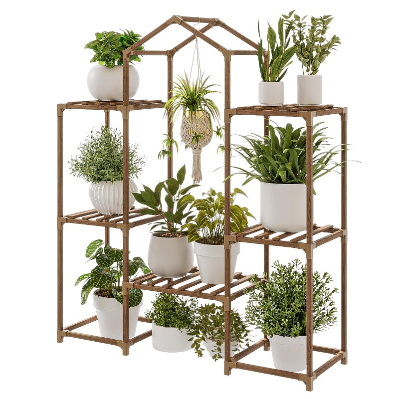 Bamworld Plant Stand Indoor Hanging Plant Shelf Outdoor Large Plant Rack for Multiple Plants Boho Home Decor Plant Gift for Mom Woman - Image 1
