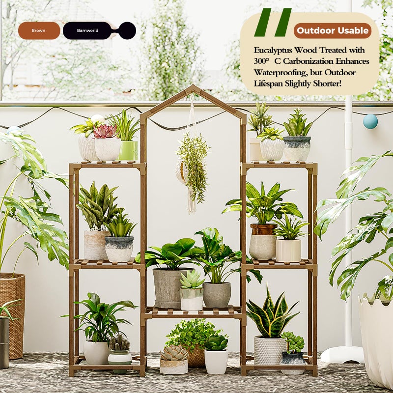 Bamworld Plant Stand Indoor Hanging Plant Shelf Outdoor Large Plant Rack for Multiple Plants Boho Home Decor Plant Gift for Mom Woman - Image 2
