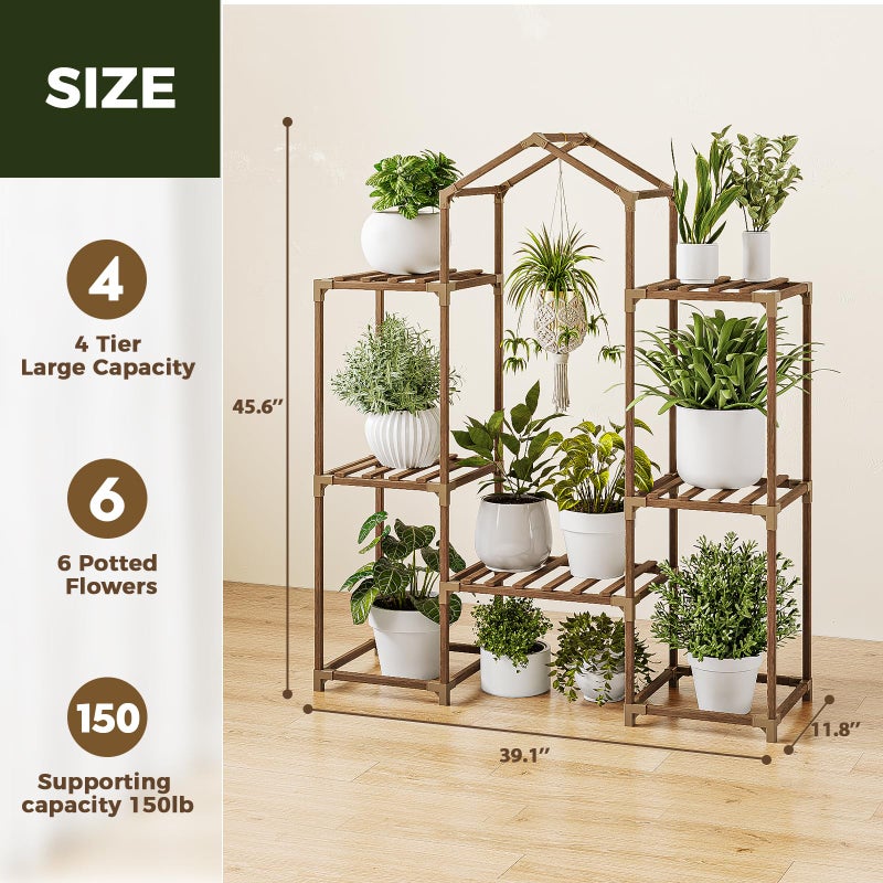 Bamworld Plant Stand Indoor Hanging Plant Shelf Outdoor Large Plant Rack for Multiple Plants Boho Home Decor Plant Gift for Mom Woman - Image 4