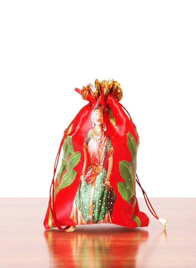 TAVASYA (20 x 25 cm Potli Bags with Drawstring Closure|Pack of 20 | Saree Function Design | Fabric Gift Pouches for Pooja, Weddings, Return Gifts, Jewellery, Functions & Festivals - Image 3