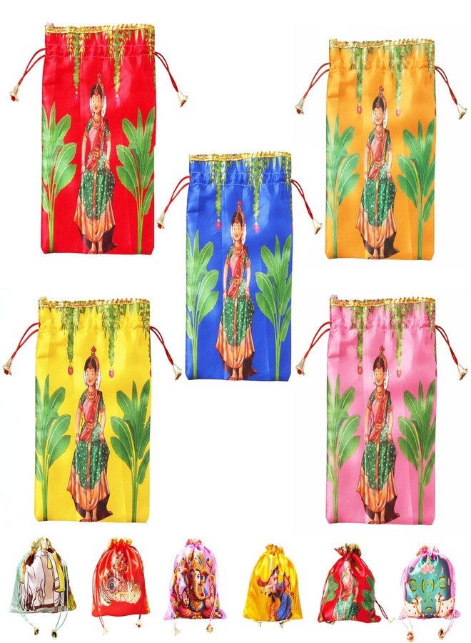 TAVASYA (20 x 25 cm Potli Bags with Drawstring Closure|Pack of 20 | Saree Function Design | Fabric Gift Pouches for Pooja, Weddings, Return Gifts, Jewellery, Functions & Festivals - Image 1