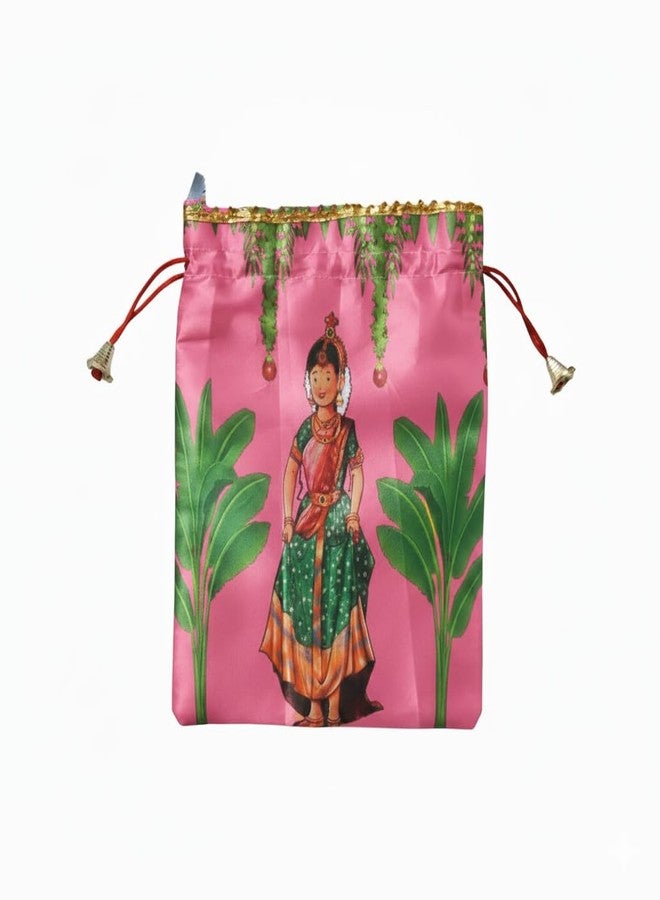 TAVASYA (20 x 25 cm Potli Bags with Drawstring Closure|Pack of 20 | Saree Function Design | Fabric Gift Pouches for Pooja, Weddings, Return Gifts, Jewellery, Functions & Festivals - Image 4