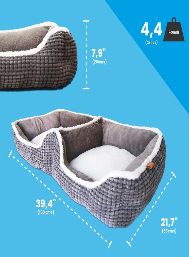 Puppy Bed for Small Dogs – Cat Bed for Indoor Cats - Dog Bed for 2 Dogs to Share – Completely Washabel Super Soft Pet Mat– Grey Puppy & Kitten Double Bed - Image 5