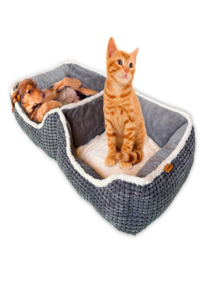 Puppy Bed for Small Dogs – Cat Bed for Indoor Cats - Dog Bed for 2 Dogs to Share – Completely Washabel Super Soft Pet Mat– Grey Puppy & Kitten Double Bed - Image 1