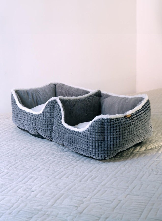 Puppy Bed for Small Dogs – Cat Bed for Indoor Cats - Dog Bed for 2 Dogs to Share – Completely Washabel Super Soft Pet Mat– Grey Puppy & Kitten Double Bed - Image 4