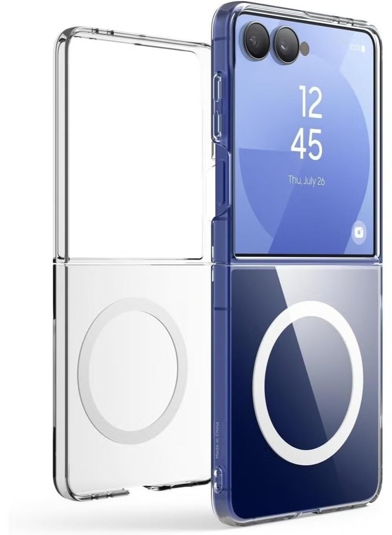 Magnetic for Samsung Galaxy Z Flip 7 Case, Transparent Not Yellowing,TPU Edge Hard PC Back, Ultra-Thin Anti-Scratches, Support Wireless Charging, Phone Cover for Samsung Galaxy Z Flip7 2025, Clear - Image 1