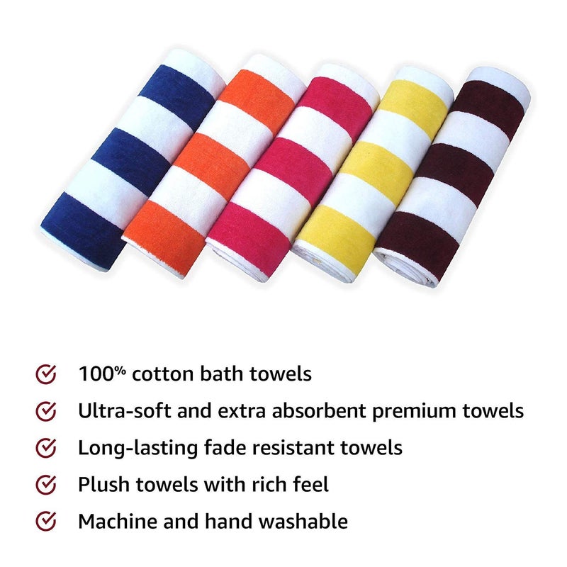 Ein Sof 100% Cotton Beach Towels (70x140 cms), Cabana Style Striped Beach Towel - 450 GSM (Brown, Pack of 1) - Image 5