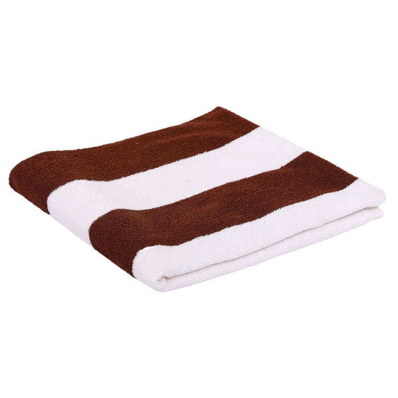 Ein Sof 100% Cotton Beach Towels (70x140 cms), Cabana Style Striped Beach Towel - 450 GSM (Brown, Pack of 1) - Image 2
