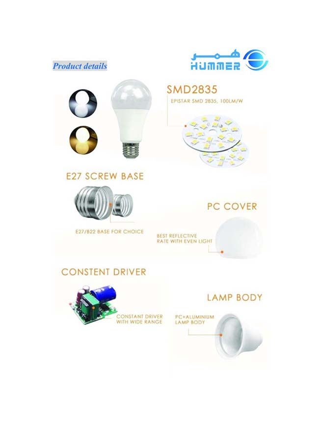 HUMMER | LED Light Bulb | 24W | E27 | 6500K Cool White | 10 cm | For Home and Commercial Lighting | Energy-Saving Lamp - Image 5