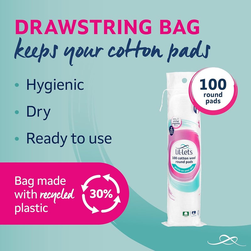 Lil-Lets Organic Cotton Wool Round Pads - 100% Pure Cotton, Soft and Absorbent, Dermatologically Tested, Pack of 100 - Image 5