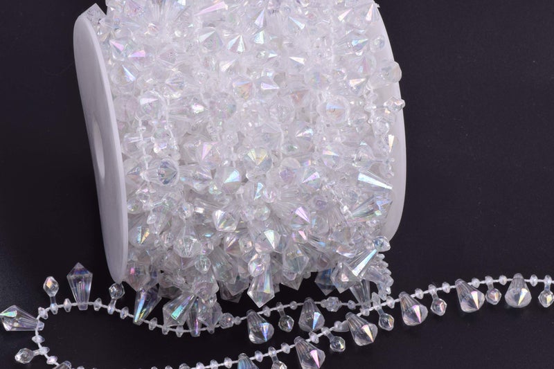 KAOYOO 33 Feet Clear Crystal Beads Chain Trim for DIYWedding Party DecorationColorful - Image 3