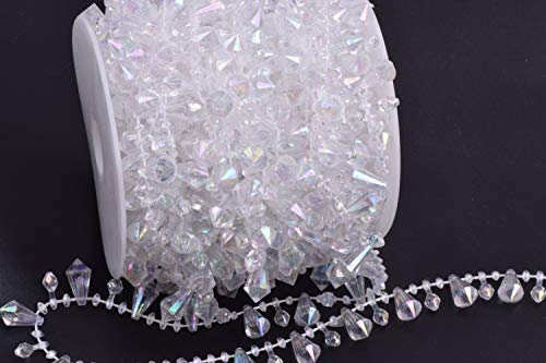 KAOYOO 33 Feet Clear Crystal Beads Chain Trim for DIYWedding Party DecorationColorful - Image 1