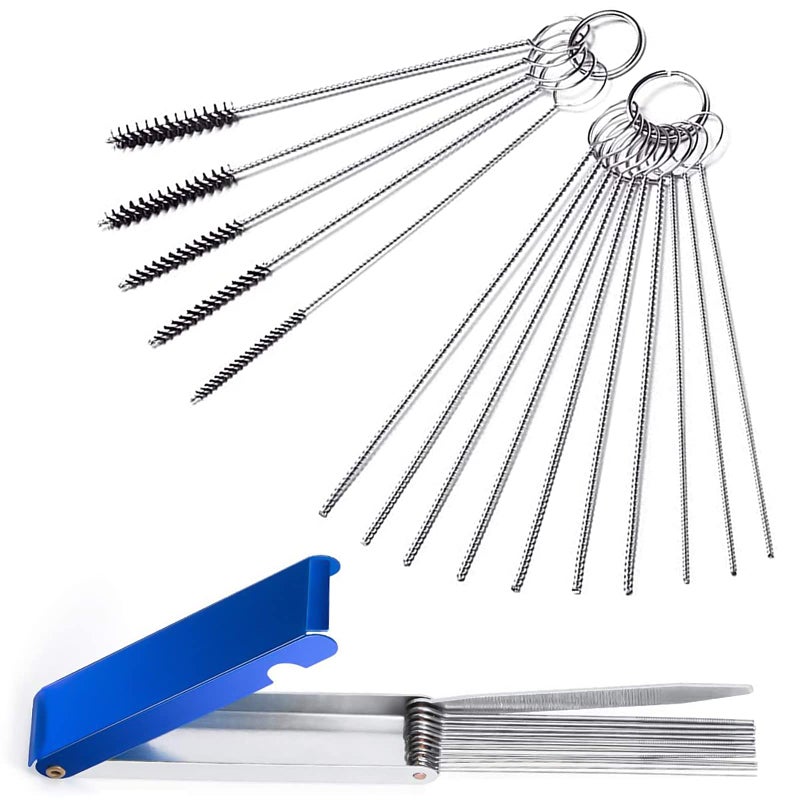 2 Set Carburetor Carbon Dirt Jet Remove Cleaner Welding Torch Tip Cleaner 13 Cleaning Wires Set 10 Cleaning Needles 5 Nylon Brushes for Motorcycle ATV Moped Welder Carb Chainsaw Spray Guns