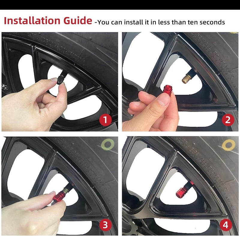 Kewucn 8 PCS Red Aluminum Tire Valve Caps - Image 5