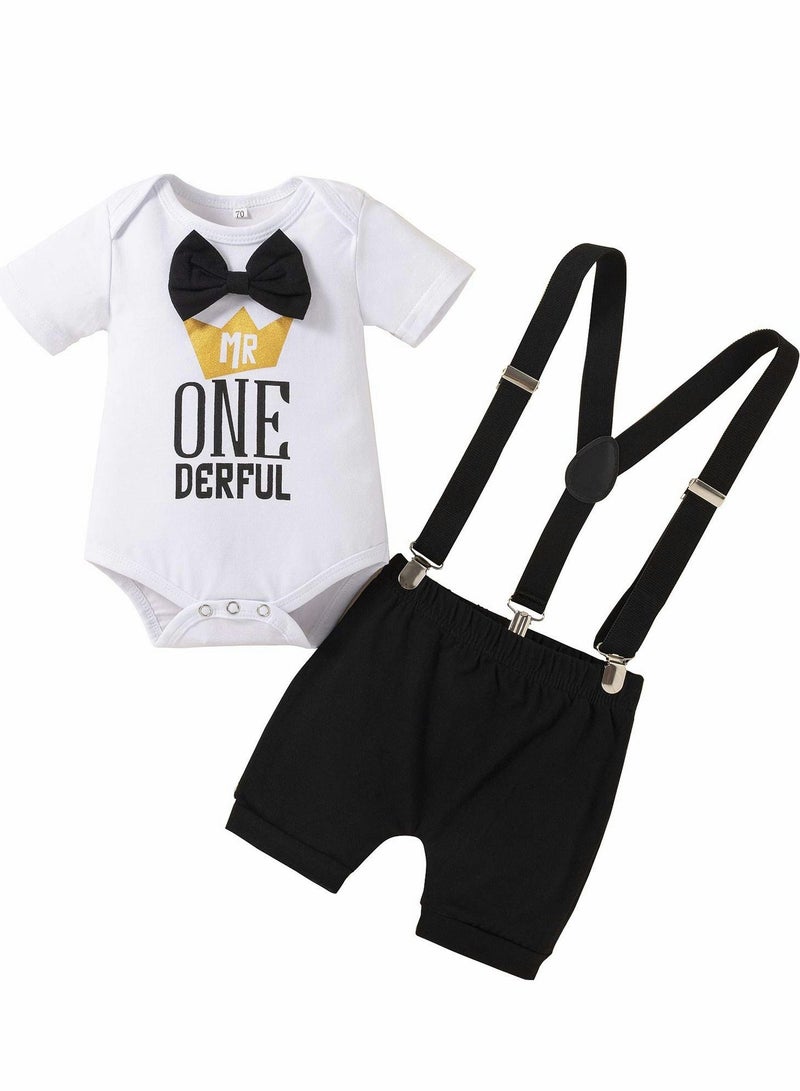 Baby Boys 1st Birthday Outfit Set 3PCS Short Sleeve for Photo Shoot Size 9-18 Months - 100 - Image 1