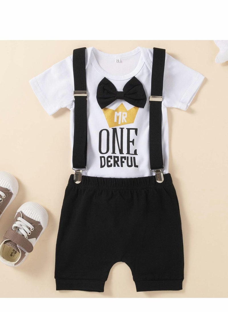 Baby Boys 1st Birthday Outfit Set 3PCS Short Sleeve for Photo Shoot Size 9-18 Months - 100 - Image 3