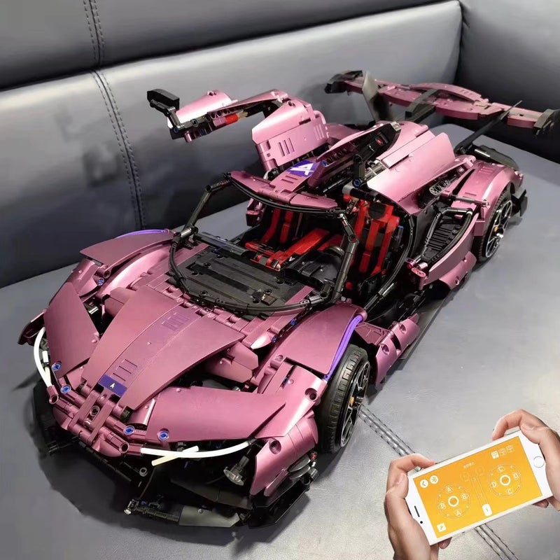 Compatible With Lego Plating Purple Apollo Sun God Drift Sports Car Model High Difficulty Assembled Building Blocks Toys - Image 2