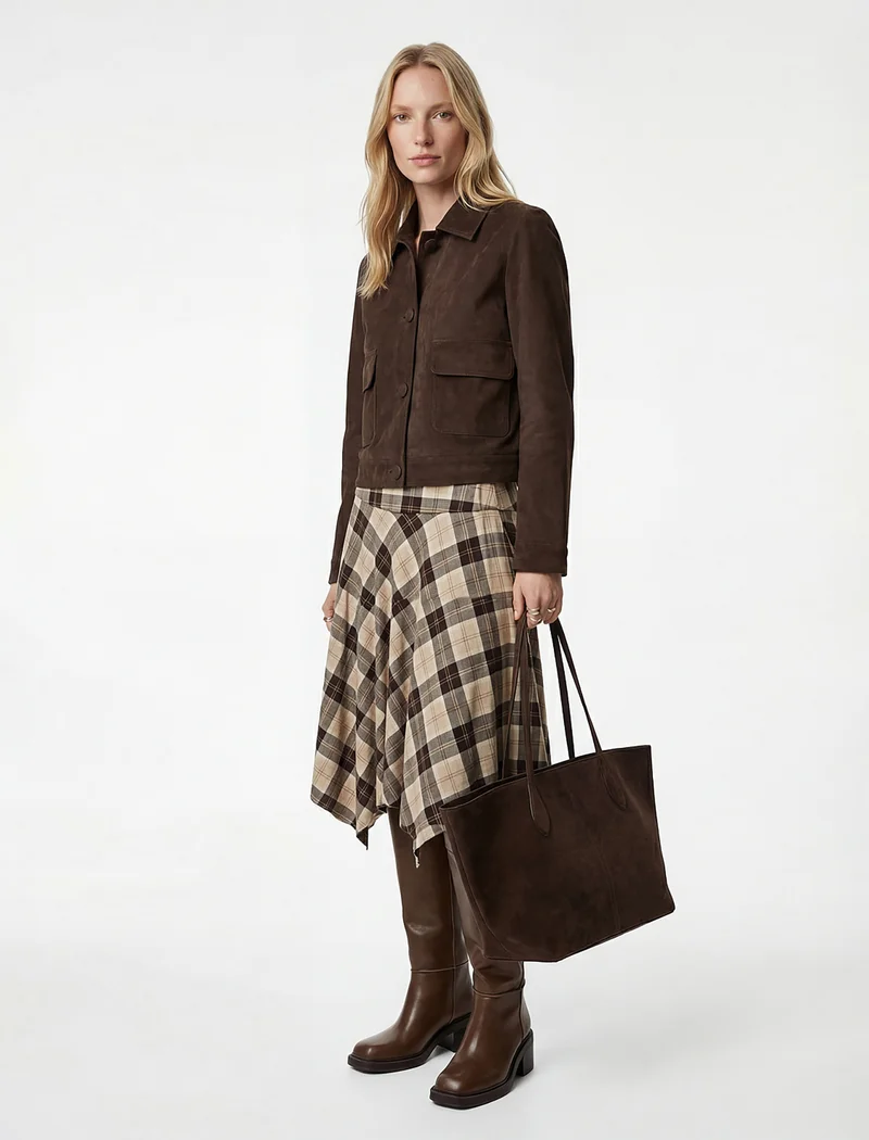 KOTON Plaid Midi Skirt