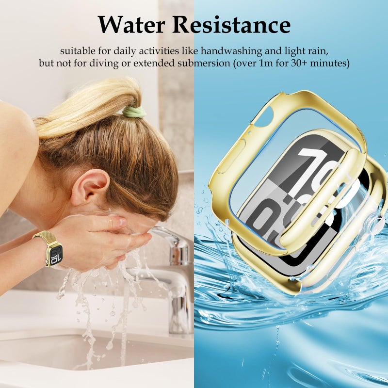 Vigamen Waterproof Stainless Steel Milanese Band with Case Compatible for Apple Watch Bands 40mm for Women Men,Breathable Metal Magnetic Loop Replacement Strap for iWatch Series 6 5 4 SE SE 3,Gold - Image 3