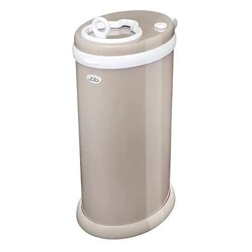 Ubbi Stainless Steel Diaper Pail, Odor Locking, No Special Bag Required, Award-Winning, Registry Must-Have, Taupe - Image 1