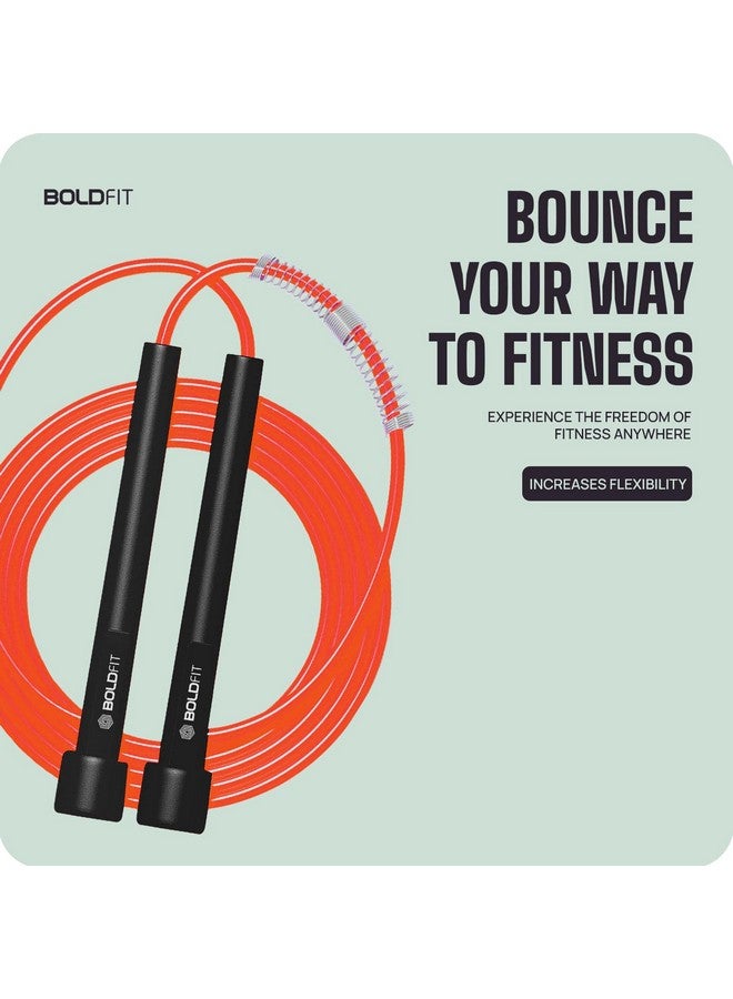 بولد فيت حبل القفز المصنوع من مادة البولي فينيل كلوريد من Boldfit للرجال والنساء، حبل القفز مع ارتفاع قابل للتعديل وحبل القفز السريع للأطفال والنساء والفتيات، حبل القفز Rassi للرجال لممارسة التمارين الرياضية والصالة الرياضية واللياقة البدنية - أسود-أحمر - Image 2