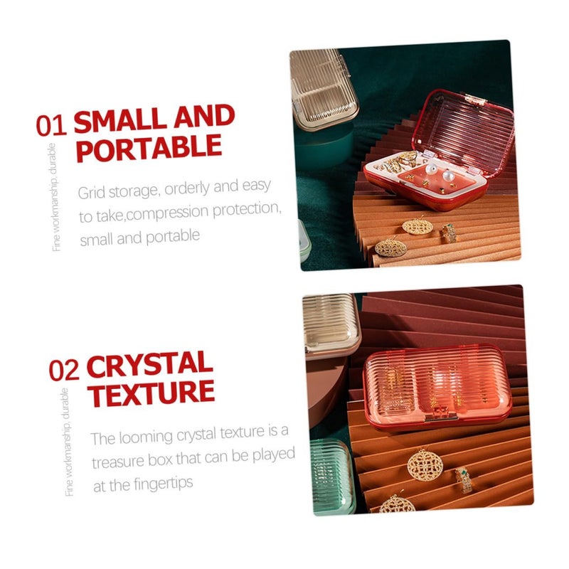 Red Brown Travel Jewelry Case Necklace Earrings Compact Organizer For Women - Image 4