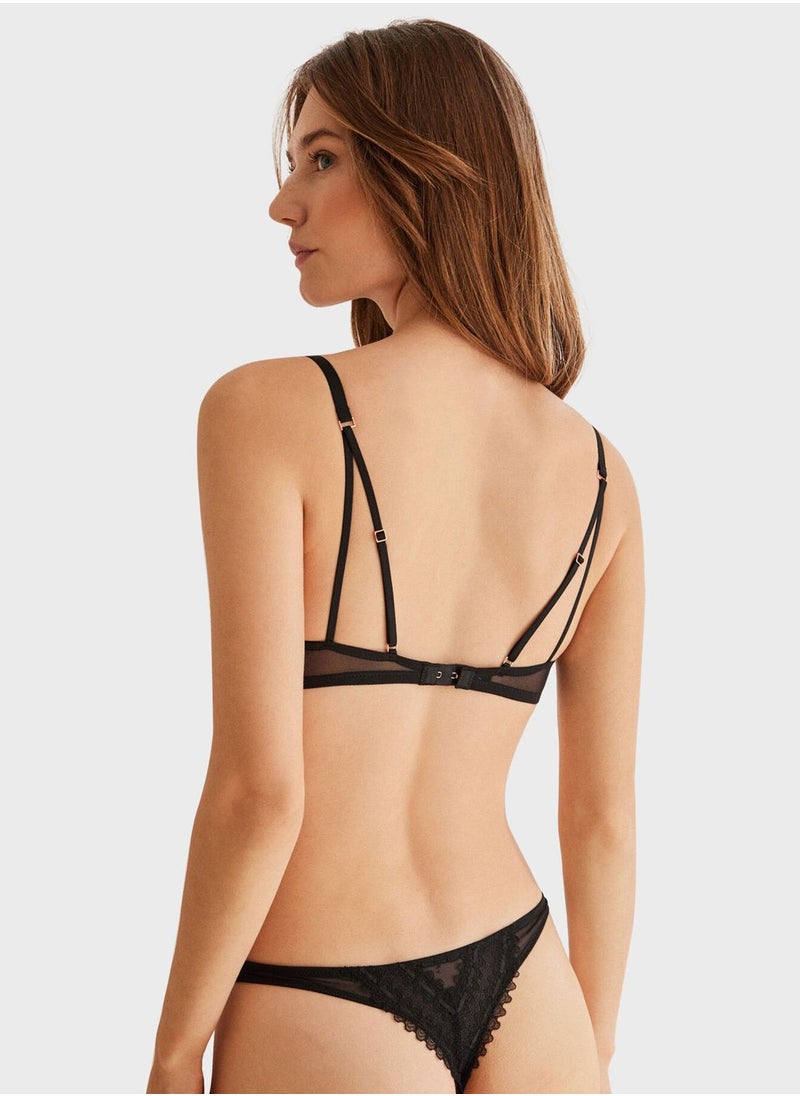 women'secret - Lace Detail Plunge Bra - Image 1