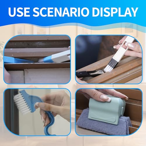 Mudocp Window Groove Cleaning Brush, 13 PCS Hand-held Magic Window Track Cleaning Tools, Window or Sliding Door Track Cleaner for Sliding Door, Sill, Tile Lines, Shutter, Car Vents, Keyboard, Small Clean Kit - Image 4