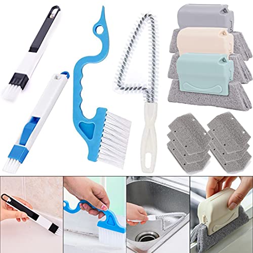 Mudocp Window Groove Cleaning Brush, 13 PCS Hand-held Magic Window Track Cleaning Tools, Window or Sliding Door Track Cleaner for Sliding Door, Sill, Tile Lines, Shutter, Car Vents, Keyboard, Small Clean Kit - Image 1