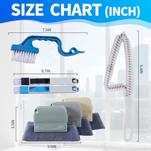 Mudocp Window Groove Cleaning Brush, 13 PCS Hand-held Magic Window Track Cleaning Tools, Window or Sliding Door Track Cleaner for Sliding Door, Sill, Tile Lines, Shutter, Car Vents, Keyboard, Small Clean Kit - Image 3